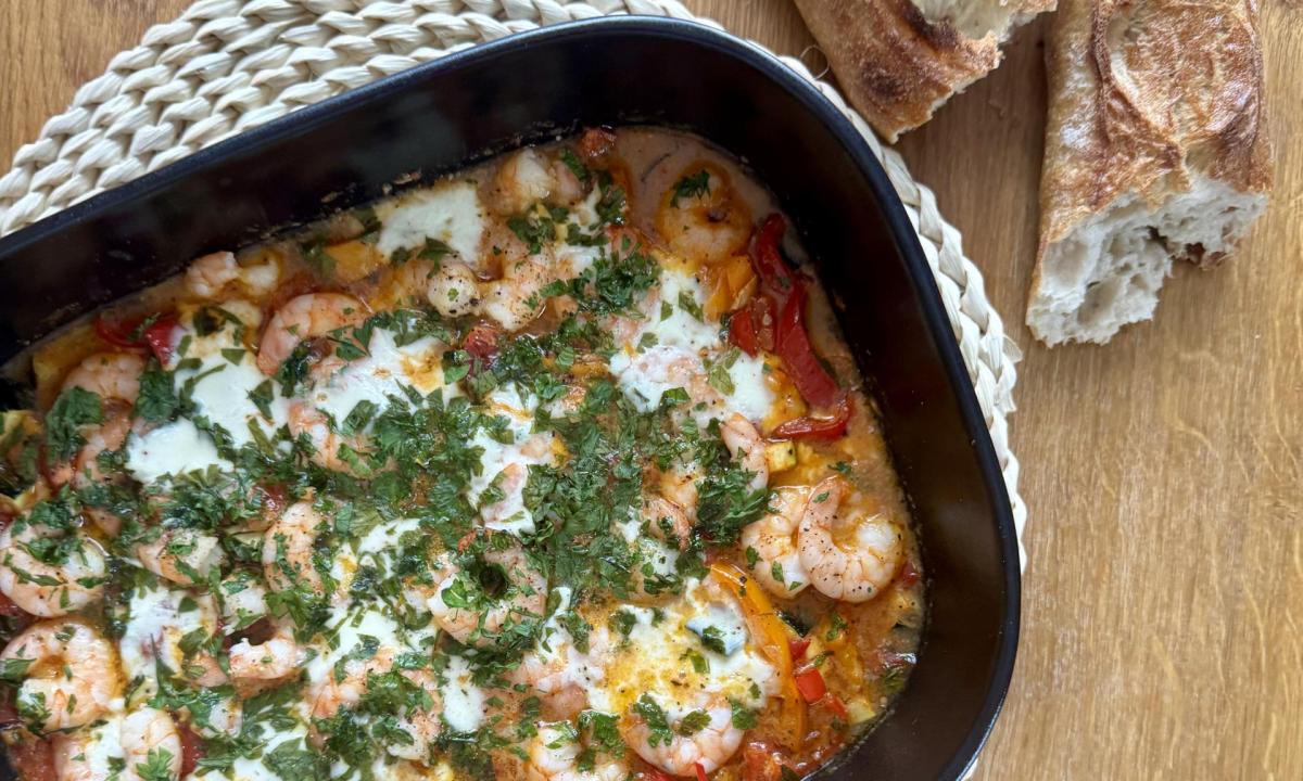 Zapečené lečo s krevetami